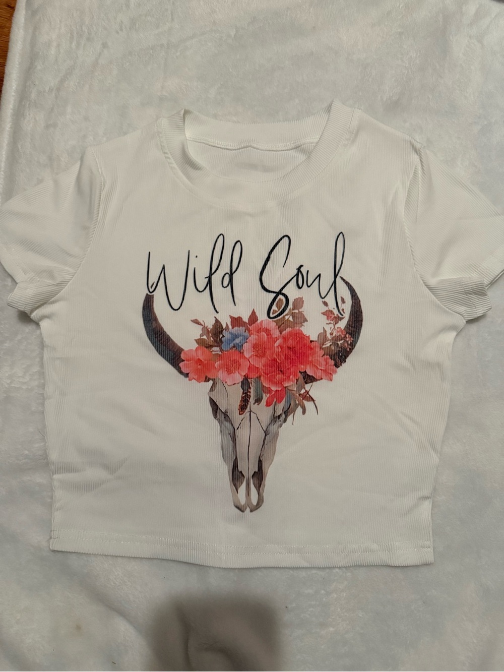 Womens Wild Soul' Floral Skull Crop Top